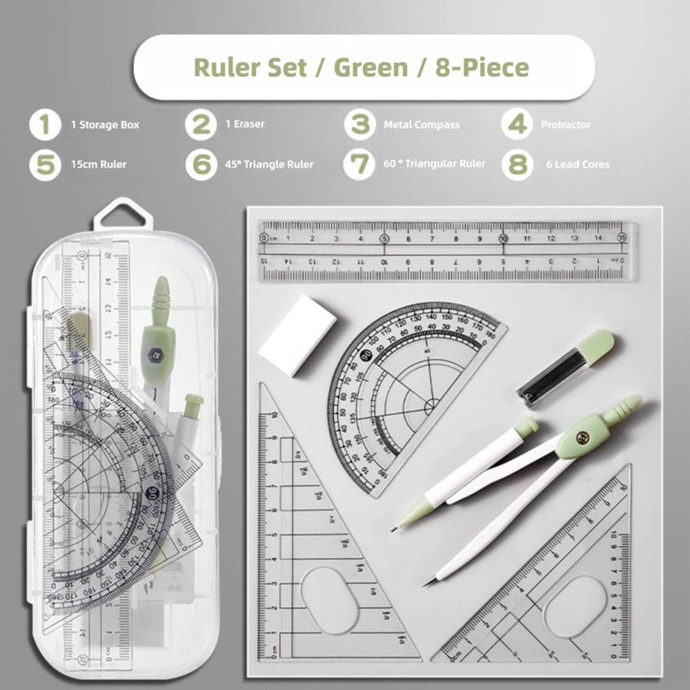 8 قطعة/المجموعة البلاستيك حاكم - مراجعة Compass Geometry Set وسعره